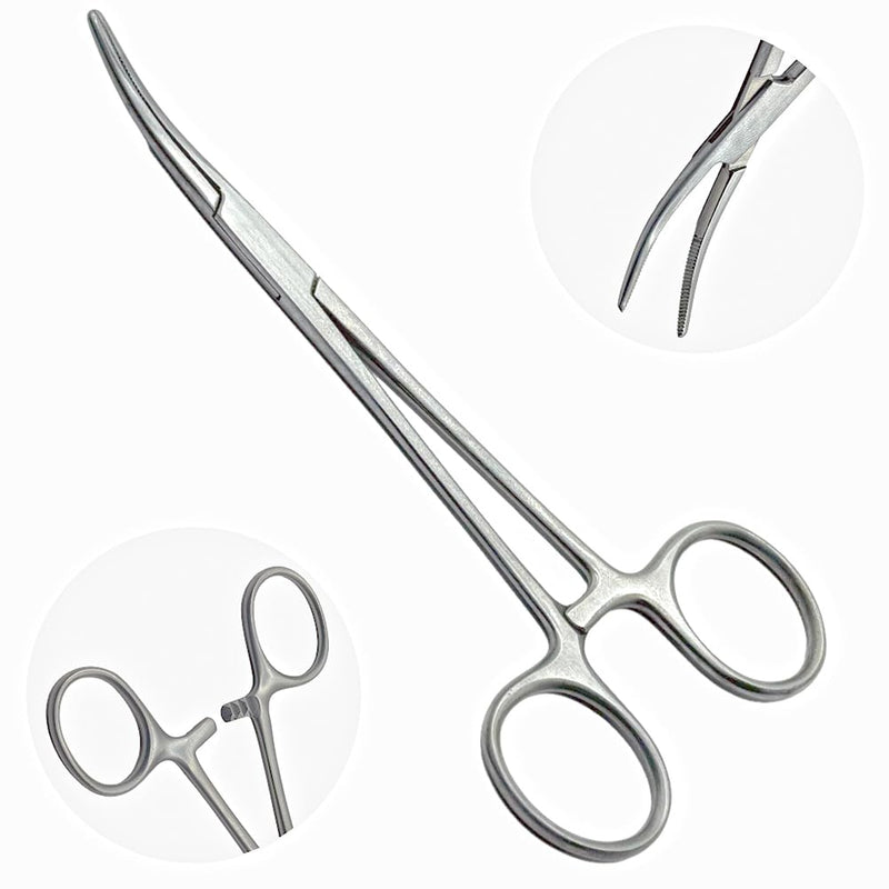 [Australia - AusPower] - Kelly Hemostat Forceps Tweezers 5.5" Kelly Curved Forceps, Fishing Forceps Locking Forceps Stainless Steel, Surgical Kelly Clamps for Nurses, Dog Pet Hair Pulling Plier 5.5" Silver Curved 