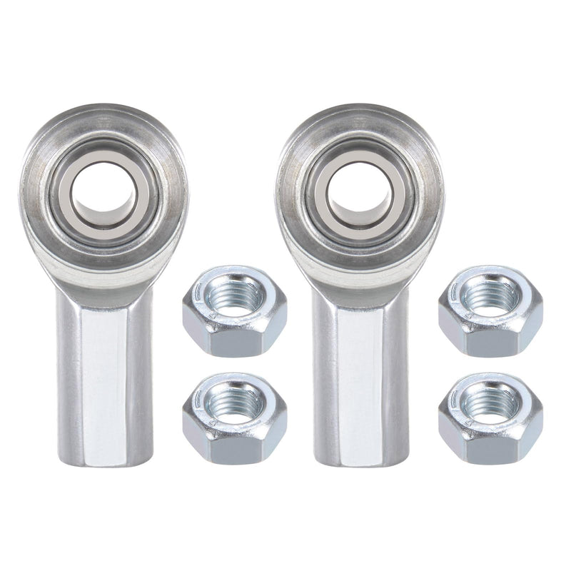 [Australia - AusPower] - 2pcs ECF4 Rod End Joint Bearing - [1/4" Bore, 1/4-28 UNF Right Hand Thread] Female Rod End with Jam Nuts, 45# Carbon Steel 2 
