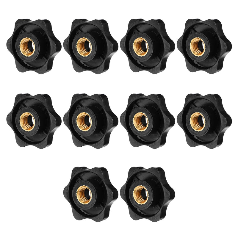 [Australia - AusPower] - Giantree 10 Pcs Metric M8 Star Shape Knurled Clamping Nuts, Black Plastic Screw-On Handle Clamping Knob Grip Assortment for Machinery Equipment Latche 