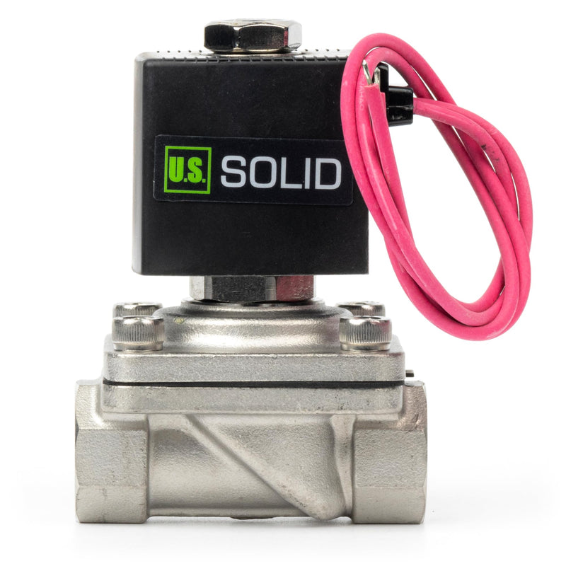 [Australia - AusPower] - U.S. Solid 1/2" Stainless Steel Solenoid Valve - 12V DC Normally Closed Electric Solenoid Valve with Viton Seal, Lead Wire Type 0.5 Inch 