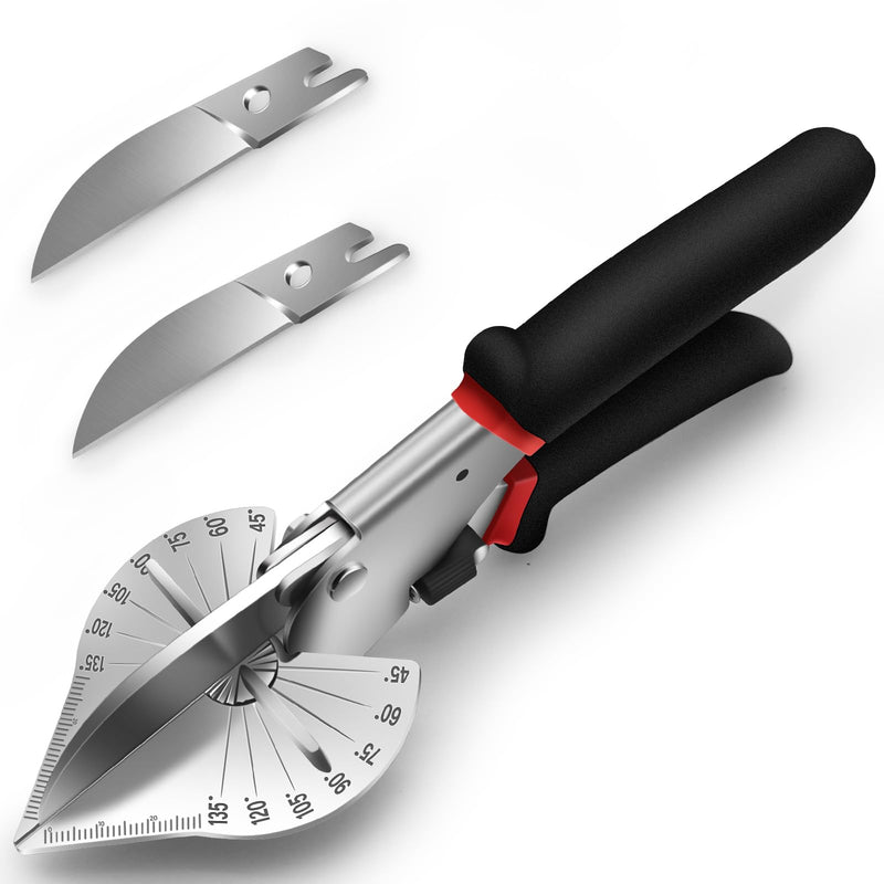 [Australia - AusPower] - Multi Angle Miter Shears Miter Scissors For Soft Wood Plastic PVC Moulding Shoe Molding Angular Trim Cutter Tool, Adjustable at 45 To 135 Degree With Replacement Blades 