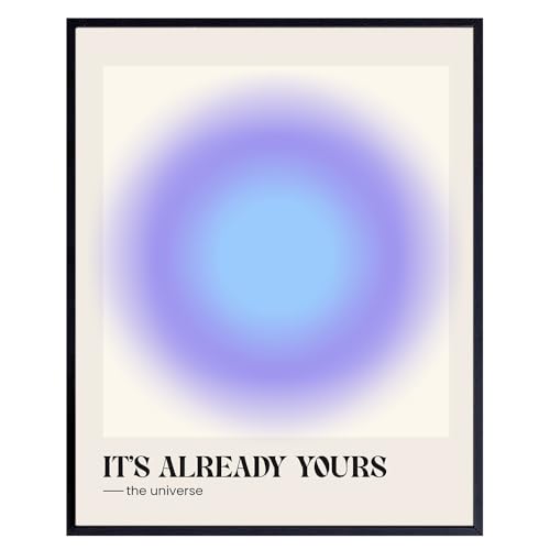 Inspirational Quotes for Women - Zen Wall Art - spiritual Decor - Motivational Gifts - Success Wall Art - Womens Office Decoration - Living room Artwork - Aesthetic Home Picture - Blue Aura Print
