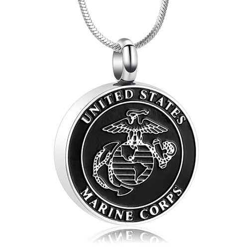 Minicremation Cremation Jewelry for Ashes UNITED STATES Army/Air Force/Navy/Firefighter Memorial Urn Necklace for Ashes Keepsake Pendant for Women Men US-Marine Corps