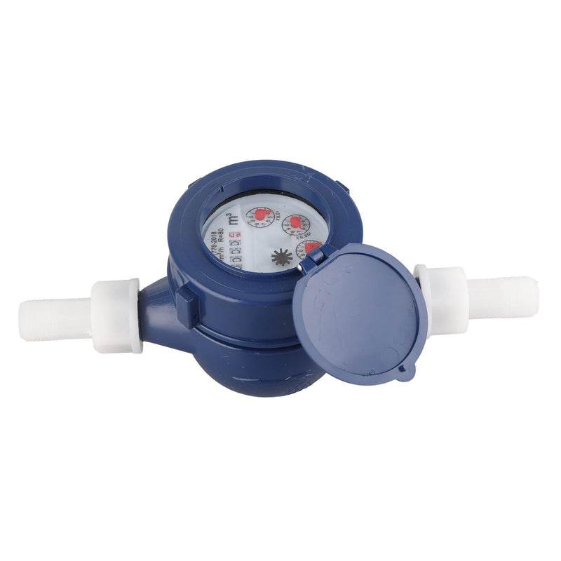 [Australia - AusPower] - Plastic Water Meter, DN15 Wet Cold Water Flow Measurement Tool, Garden Irrigation Monitoring Device with Clear Reading Interface, Single Pipe Wide Range Meter 