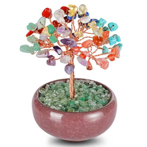 4" Seven Chakra Treasure Basin Crystal Tree