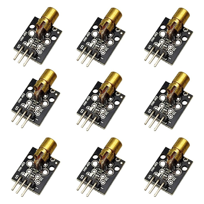 [Australia - AusPower] - 5V 3 Pins KY-008 650nm Dot Diode Copper Head Laser Sensor Transmitter Module for Arduino AVR (9 Pack) 