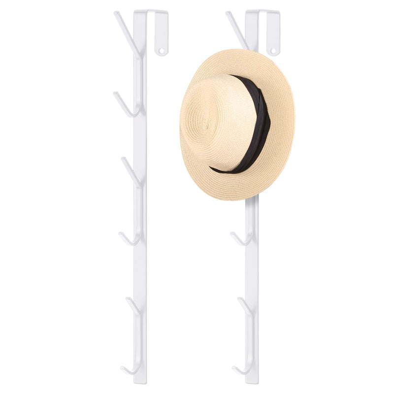 [Australia - AusPower] - Tandefio 2 Pack Over The Door Hook Hanger Comes with 6 Hooks from Large to Small 14'' Metal Over The Door Hooks Hanger for Hats Coat Scarf Purse Bags Scarf Keys and More (White) White 