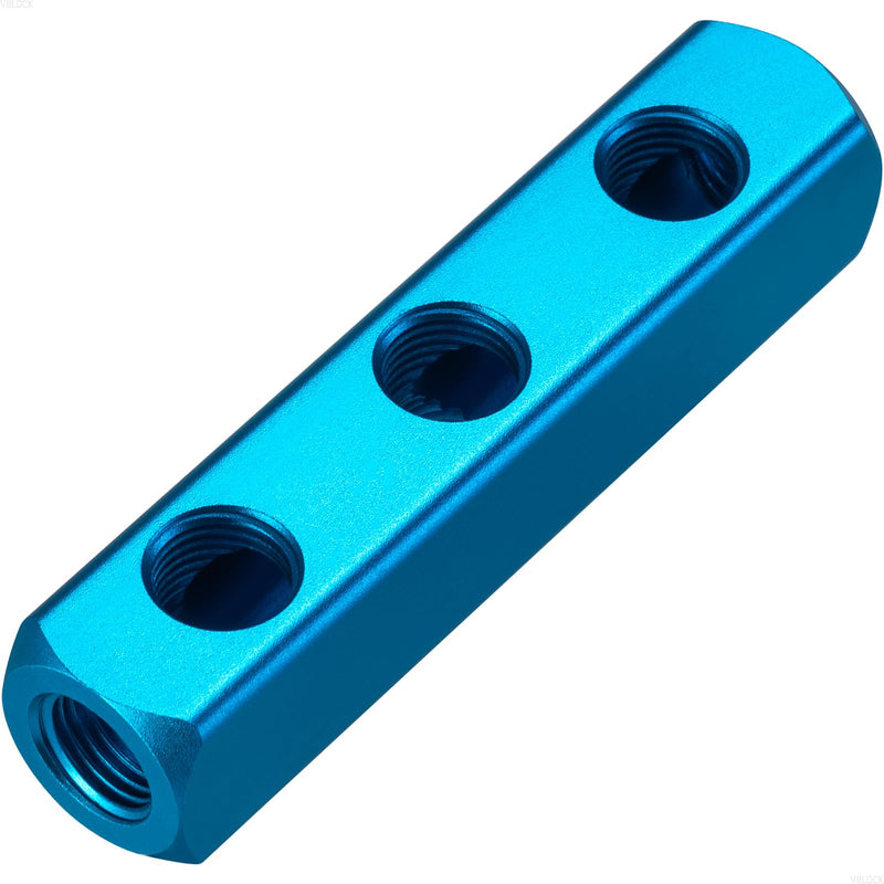 [Australia - AusPower] - 2Pcs Aluminum Block 1/4"PT, Pneumatic Manifold Air Distribution Block, Air Compressor Manifold Fitting (3 Way 6 Port) 3 Way 6 Port 
