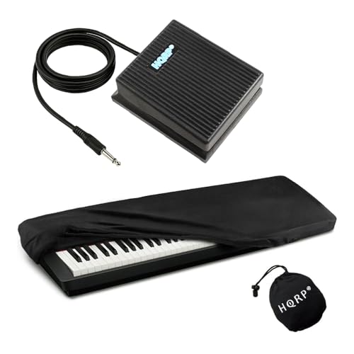HQRP Sustain Pedal Foot Switch Style and HQRP Elastic Dust Cover compatible with Yamaha DGX-230 EZ-220 Keyboards