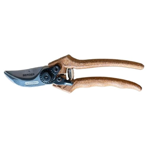 BERGER Pruning Shears – Professional 11" Garden Hand Pruners with Forged Steel Body, Self-Sharpening Blades, Recycled Cork Grip Handle, Gardening Clippers – C1200