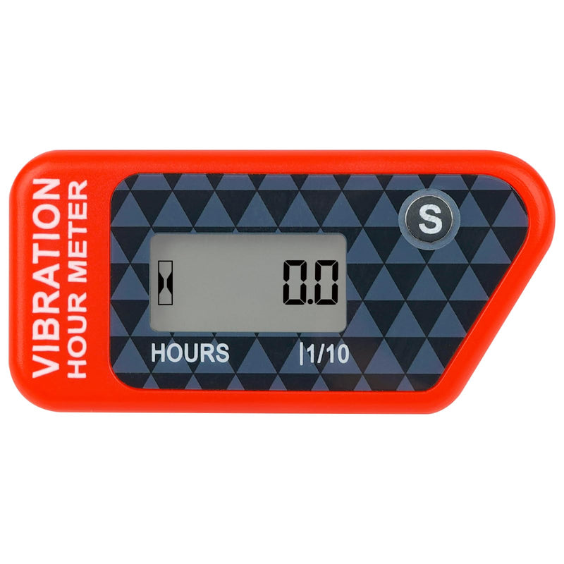 LCD Digital Hour Meter Gauge Vibration Activated,Waterproof Design,for All Vibrating Machine,Air Compressor,Generator,Lawn Mower,Motorcycle,Chainsaw (Red) Red