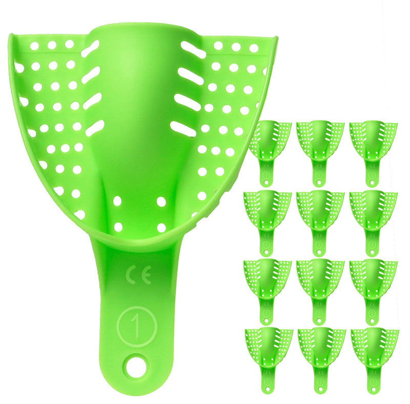 [Australia - AusPower] - Dental Impression Trays Large Upper, Autoclavable Perforated Impression Tray Set (Bag of 12) #1 #1 Upper Large 