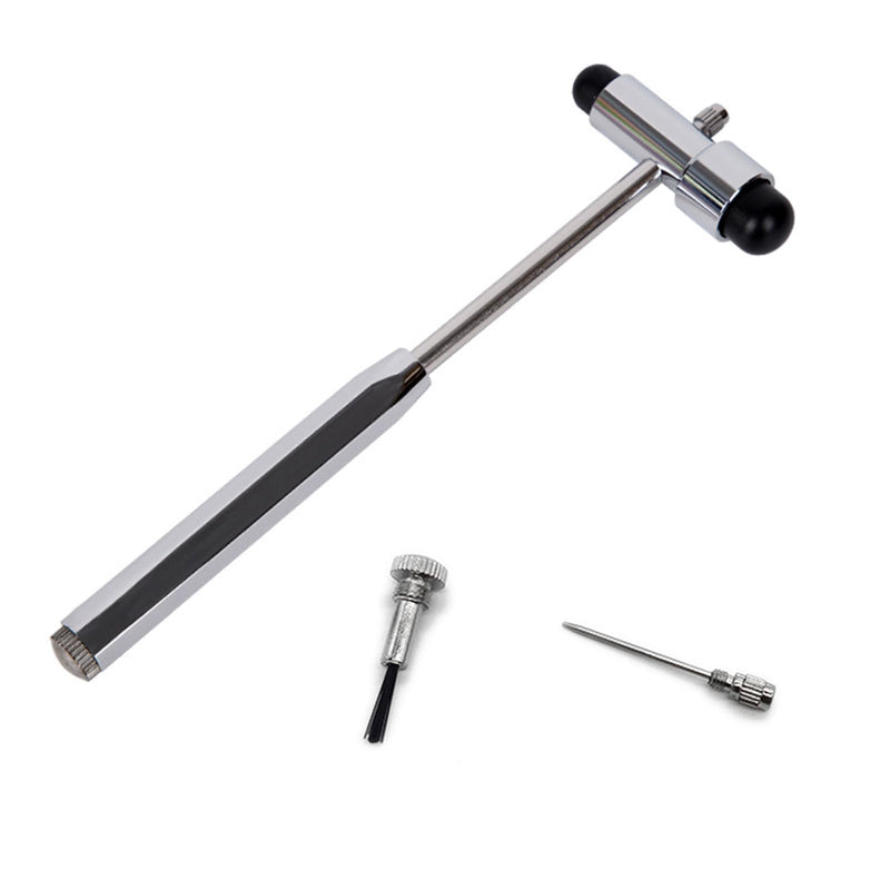 Trömner Neurological Reflex Hammer with Built-in Brush, Neuro Reflex Hammer with Double Plastic Head, Percussion Reflex Hammer, Multifunctional Neurological Reflex Diagnostic Hammer, Black