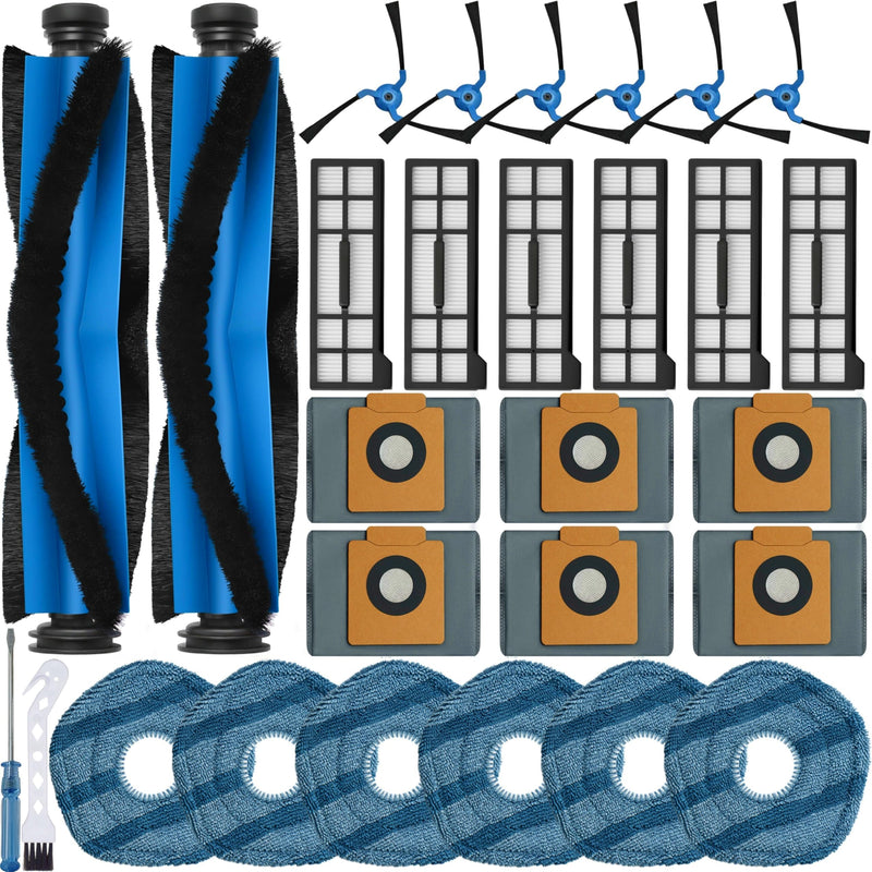 [Australia - AusPower] - 28 Pack Compatible with Eufy X10 Pro Omni Accessories Kit,2 Main Brush 6 Hepa Filters 6 Side Brushes 6 Mops 6 Vacuum Bags,X10 Pro Omni Replacement Parts Semi-Annual Replacement Kits 28Pcs Eufy X10 Pro Omni Parts 