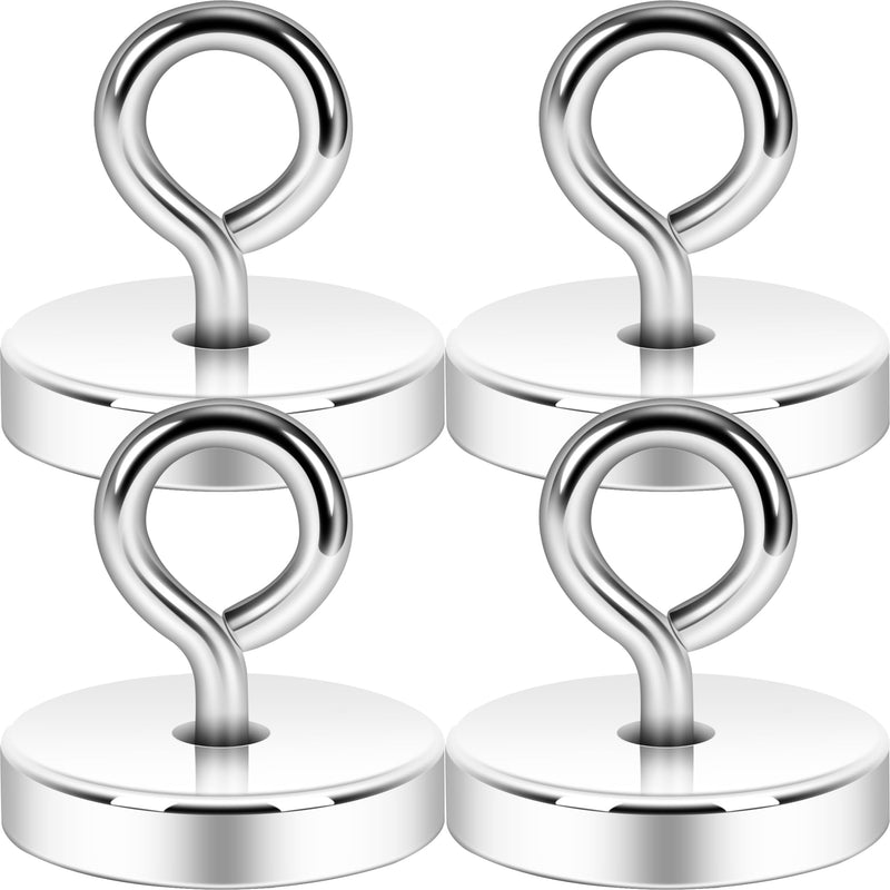 [Australia - AusPower] - Neosmuk Magnetic Eyeblot Hooks, 120lb Heavy Duty Extra Strong Large Magnet Hook with Eye Bolt for Cruise Cabin,Magnet Eyelet Hanger for Hanging, Cruise Essentials Hook(Silver, 4 Pack) Silver 120lb Magnetic Hooks 