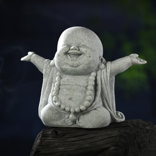 Landical Buddha Sandstone Statues Zen Monk Sculptures,Laughing Buddha Laughing Buddha