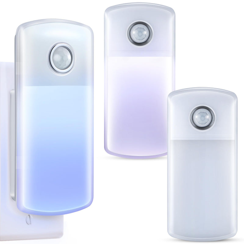 Enhon Emergency Power Failure Night Lights, 5-in-1 Multi Color LED Light, Rechargeable Flashlight with Foldable Plug, Automatic On Off Motion Sensor for Bedrooms, Hallways, Black Outs(3 Pack) 3