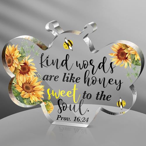 Yulejo Bible Verse Plaque Scripture Sign Proverbs 16:24 Decor, Bee Shape
