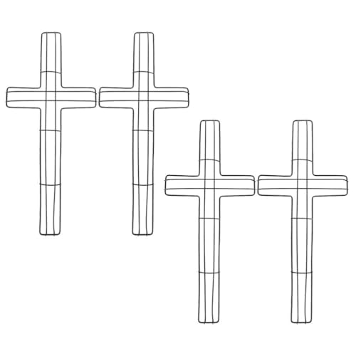 Ciieeo 4pcs Cross Metal Wreath Frame Wire Easter Cross Wreath Floral Form Religious Church Themed Frame for Wedding DIY Craft Black