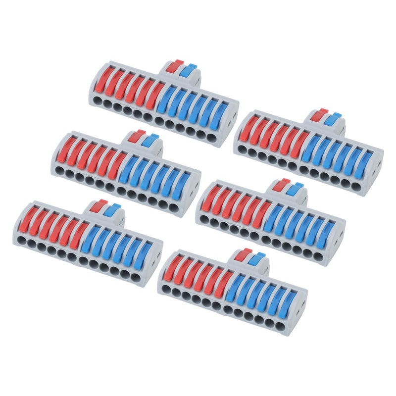 [Australia - AusPower] - 6Pcs 2 in 12 Out Compact Wire Connector Electrical Lever Wire Connectors Splicing Wires Connectors Rail and Screw Mounting 