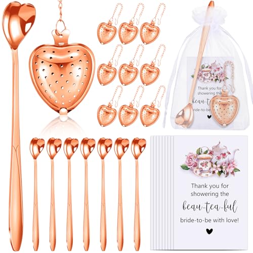 Qinyoung 25 Sets Bridal Shower Tea Party Favors for Guests, Rose Gold