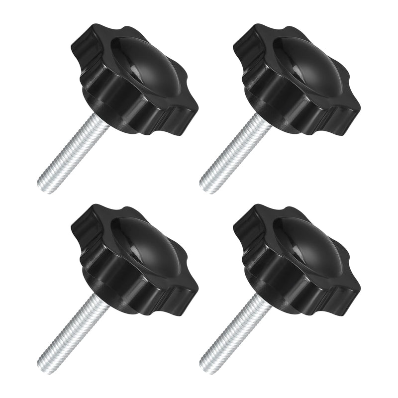 [Australia - AusPower] - uxcell 4Pcs M6 x 30mm Star Knobs, Plastic Hex Shaped Clamping Knob Screw Hand Tightening Replacement Knob for Umbrella Base Replacement knob 