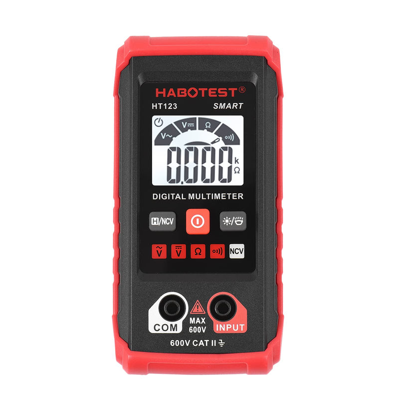 [Australia - AusPower] - Generic HT123 Digital Multimeter Auto Multi-Meter 2,000 Counts True RMS Measuring AC/DC Vol e Resistance NCV Test with LCD Backlight Light Data Hold, Black& Red 
