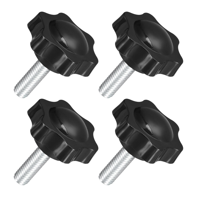 [Australia - AusPower] - uxcell 4Pcs M8 x 25mm Star Knobs, Plastic Hex Shaped Clamping Knob Screw Hand Tightening Replacement Knob for Umbrella Base Replacement knob 