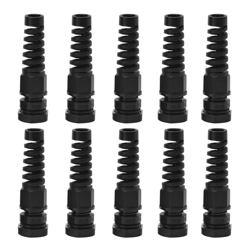 [Australia - AusPower] - Strain Relief Cord Connector, CGELE 10 Pack NPT 1/4" Waterproof Cable Gland Cord Grip Spiral Adjustable Connector Strain Relief Cord Connectors Joints Nylon with Gaskets NPT 1/4" 10PCS 