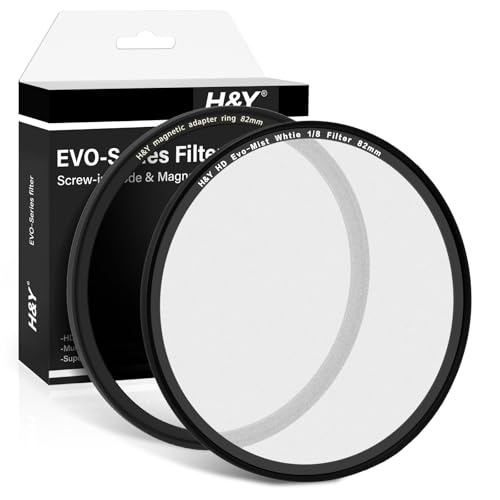 H&Y EVO 82mm White Pro Mist Filter 1/8, Magnetic 2-in-1 Diffusion | 82mm White Pro Mist 1/8, HD German Glass, 22-Layer Nano Coating, Cinematic Glow 1/8 White Mist