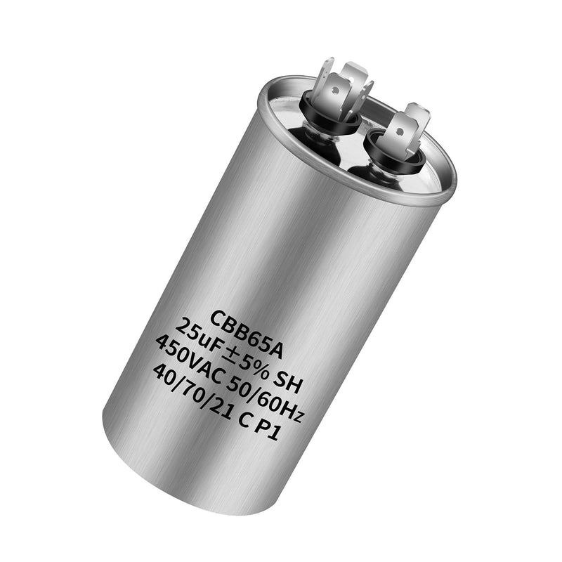 CBB65 450V AC 25uf 50/60HZ Outdoor Start Capacitor, Air Conditioning Capacitor, Air Conditioning Capacitor, Round Capacitor 25 UF