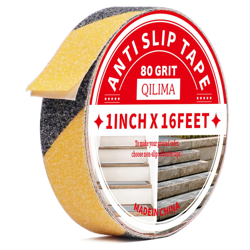 [Australia - AusPower] - QILIMA Anti Slip Grip Tape, 1 Inch x 16.5 Feet, Yellow, Waterproof, Non Skid Tape for Stairs, Skateboards, Concrete, Metal, Plastic, Tile, Laminate, Carpet 