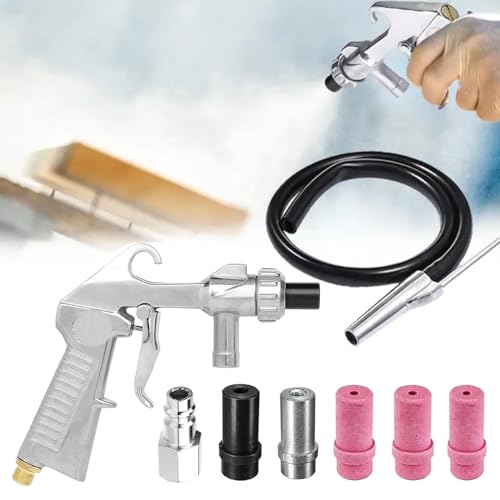 Sandblasting Gun Compressed Air Set, Sand Blasting Gun Kit with 1 m Rubber Hose, Sand Blaster with Nozzles of Various Calibres, for Sandblasting Device for Professional and DIY Projects