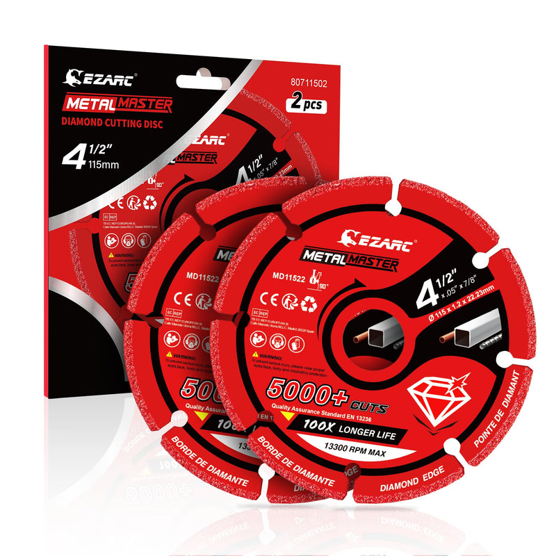 EZARC Diamond Cutting Wheel 4 1/2 x 7/8 Inch for Metal, Cut Off Wheel with 5000+ Cuts on Rebar, Steel, Iron and INOX, 2 Pack 2.0