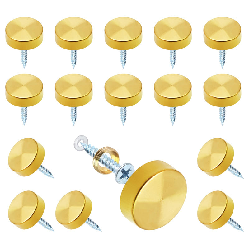 [Australia - AusPower] - 20 PCS Screw Covers Caps, 16mm/0.64" Dia Decorative Mirror Screws Cap Nails, Stainless Steel Sign Holder Advertising Nails Fasteners Cover Nails(Gold) Gold 