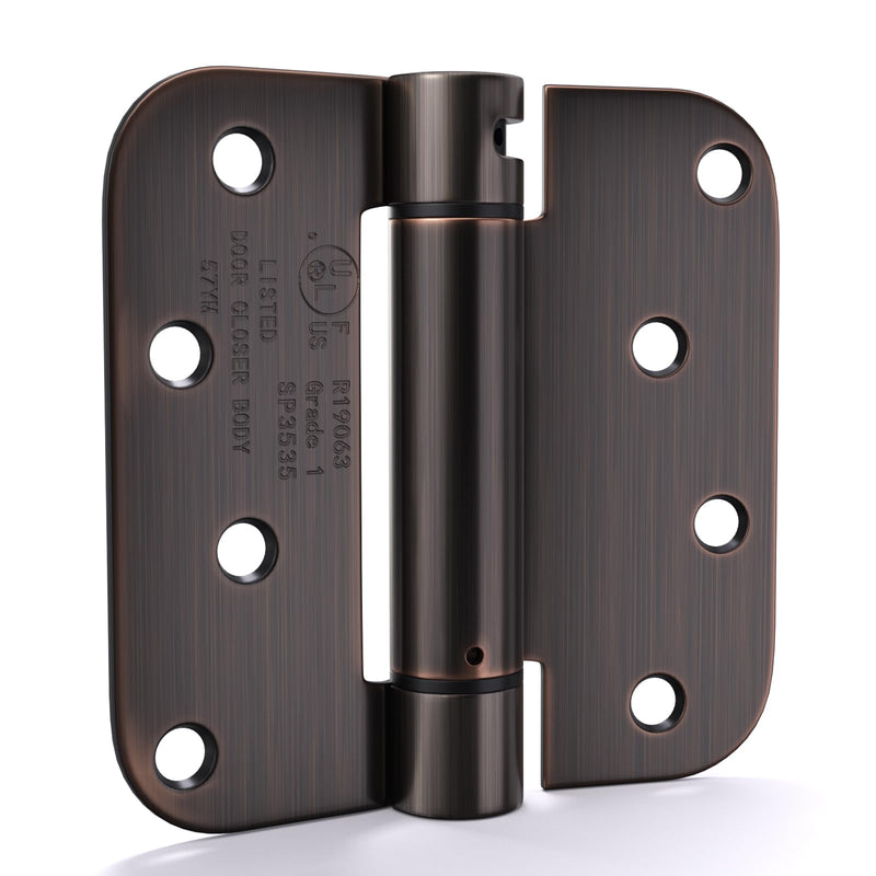 goldenwarm 2pack Oil Rubbed Bronze Door Hinges 4 Inch Self Closing Spring Door Hinge with 5/8" Radius Corners - Adjustable Door Closing, Residential & Heavy-Duty Hardware 2 Oil Rubbed Bronze-4inch
