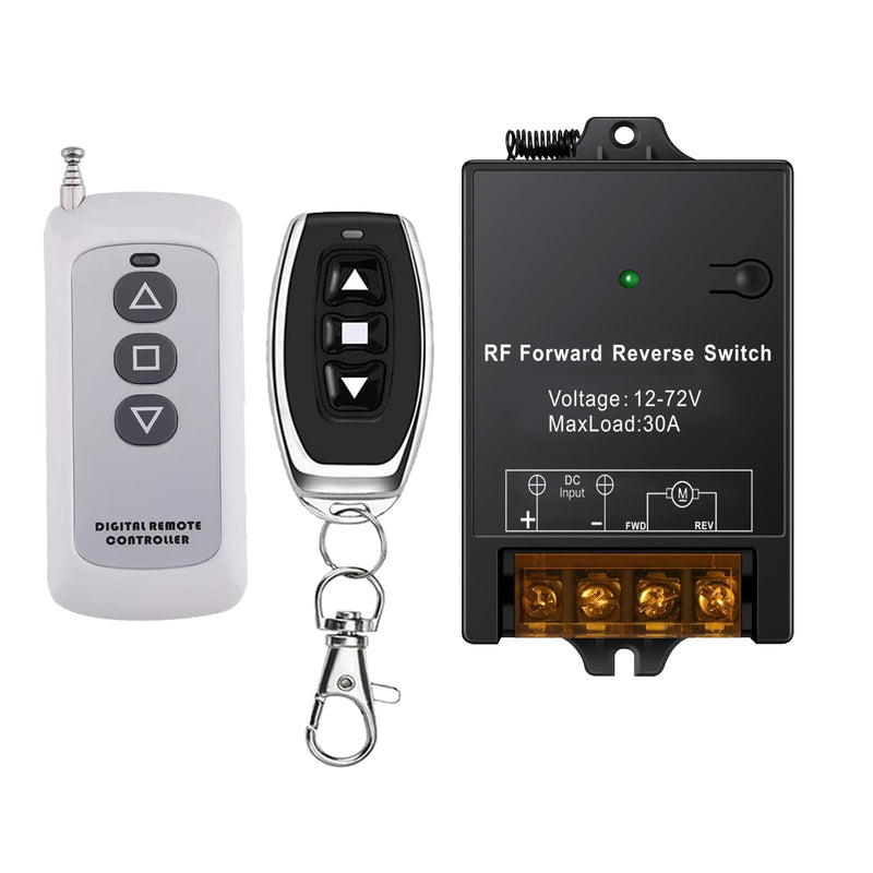 [Australia - AusPower] - Forward Reverse Remote Switch MaxLoad 30A,Remote Winch Switch 12V/24V/36V/48V/72v, up to 168 ft Remote Range for Motor/Linear Actuator/Winch Solenoid Relay contactor(with momentary funtion) 