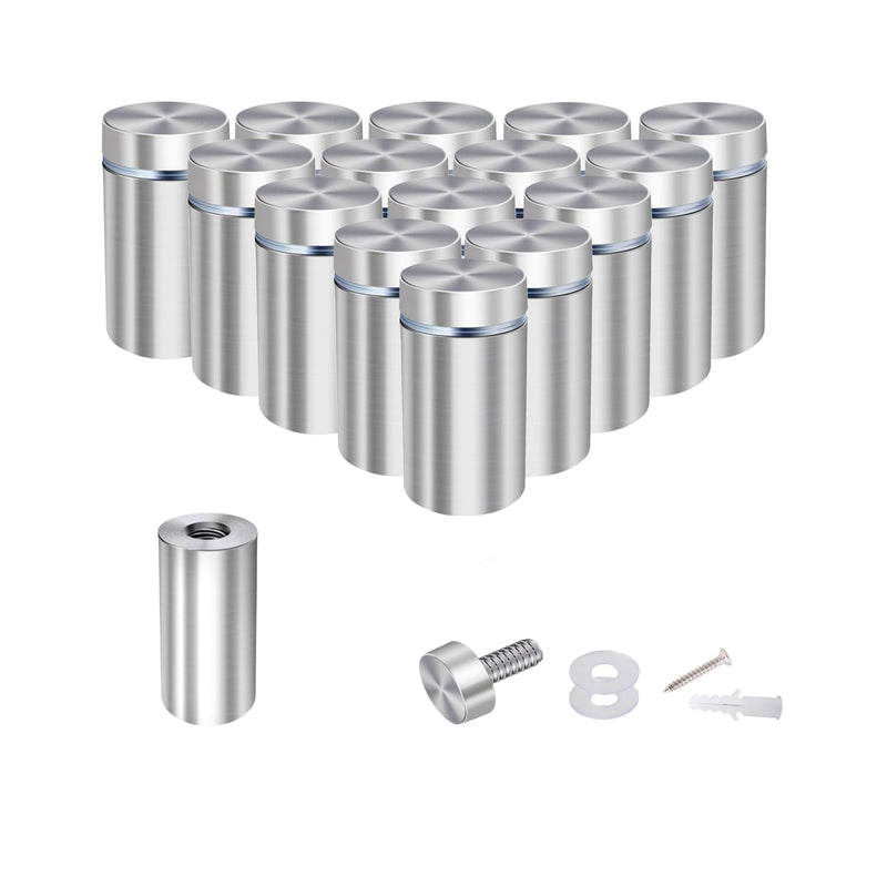 [Australia - AusPower] - 3/4” Dia x 1 3/5” L Standoffs Screws for Acrylic, Silver Sign Standoff Wall Mounts Hardware 16 Pack, Stainless Steel Stand Off Holder for Glass Board and Signage 3/4" x 1-3/5" 