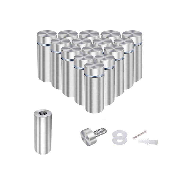 [Australia - AusPower] - Osring 1/2” Dia x 1 3/5” L Standoffs Screws for Acrylic, Silver Sign Standoff Wall Mounts Hardware 16 Pack, Stainless Steel Advertising Nails Holder for Glass Board and Signage 1/2" x 1-3/5" 