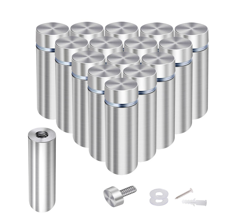 [Australia - AusPower] - 3/4” Dia x 2 2/5” L Standoffs Screws for Acrylic, Silver Sign Standoff Wall Mounts Hardware 16 Pack, Stainless Steel Stand Off Holder for Glass Board and Signage 3/4" x 2-2/5" 