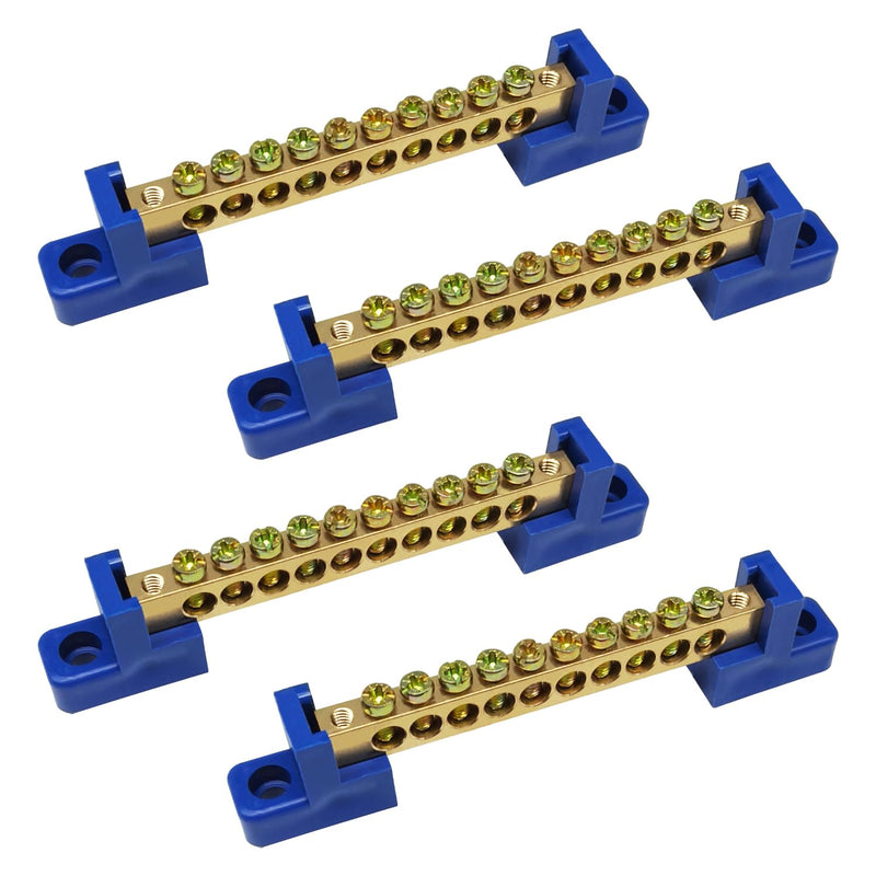 [Australia - AusPower] - 4PCS Grounding Bus Bar 10 Positions Electrical Ground Bus Bars Brass Wire Screw Terminal Block OLA002-10K 10 Positions 4PCS 