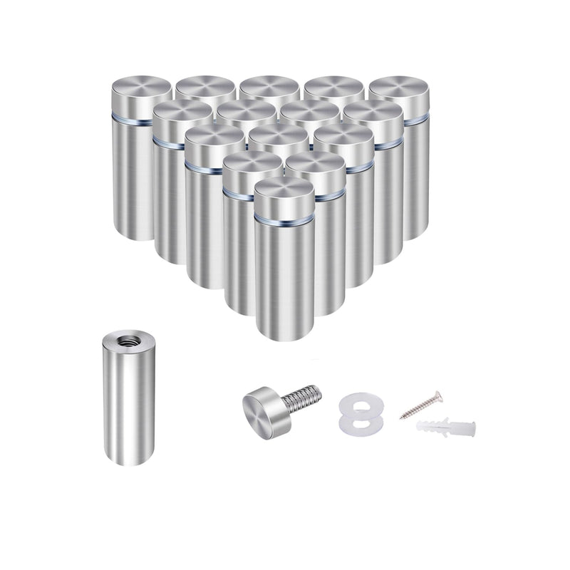 [Australia - AusPower] - Osring 1/2” Dia x 2” L Standoffs Screws for Acrylic, Silver Sign Standoff Wall Mounts Hardware 16 Pack, Stainless Steel Advertising Nails for Glass Board and Signage 1/2" x 2" 