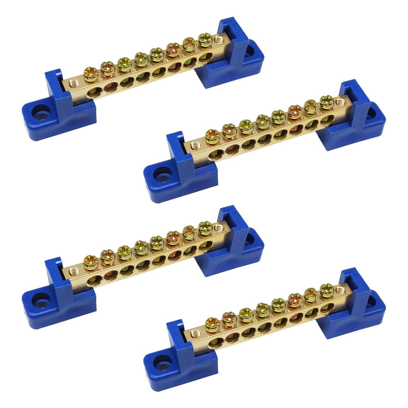 [Australia - AusPower] - 4PCS Ground Bus Bar 8 Positions Grounding Bus Bar Terminal Block Electrical Brass Wire Screw Terminal Bus Bars OLA002-8K 8 Positions 4PCS 