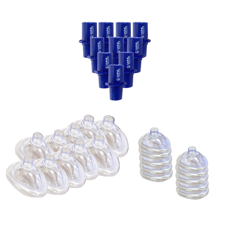 [Australia - AusPower] - WNL Products 5000TMV-CP Adult/Child & Infant CPR Practi-MASK & Valve Combo Pack, 10 CPR Training Masks, 10 Inant CPR Training Masks, and 10 CPR Training Valves Fits All WNL Training Masks 