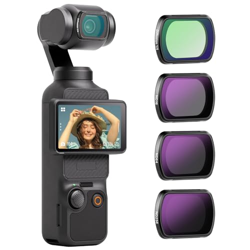 NEEWER Filter Set Compatible with DJI Osmo Pocket 3 / Pocket 4 / Xtra Muse, Magnetic ND (ND16 + ND64 + ND256) & Black Diffusion 1/4 Filter for Mist Cinematic Effect 4 Pack ND+Black Diffusion 1/4