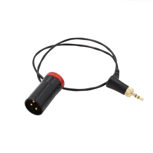 Low-Profile Audio Cable for Sennheiser 500 Sony UWP Deity Wireless to Sony FX9 Canon C300 XF605 Zaxcom 833, Locking 3.5mm 1/8" to XLR 3 Pin Right Angle 50cm Red 1/8" right-angle to XLR3M low-profile, red
