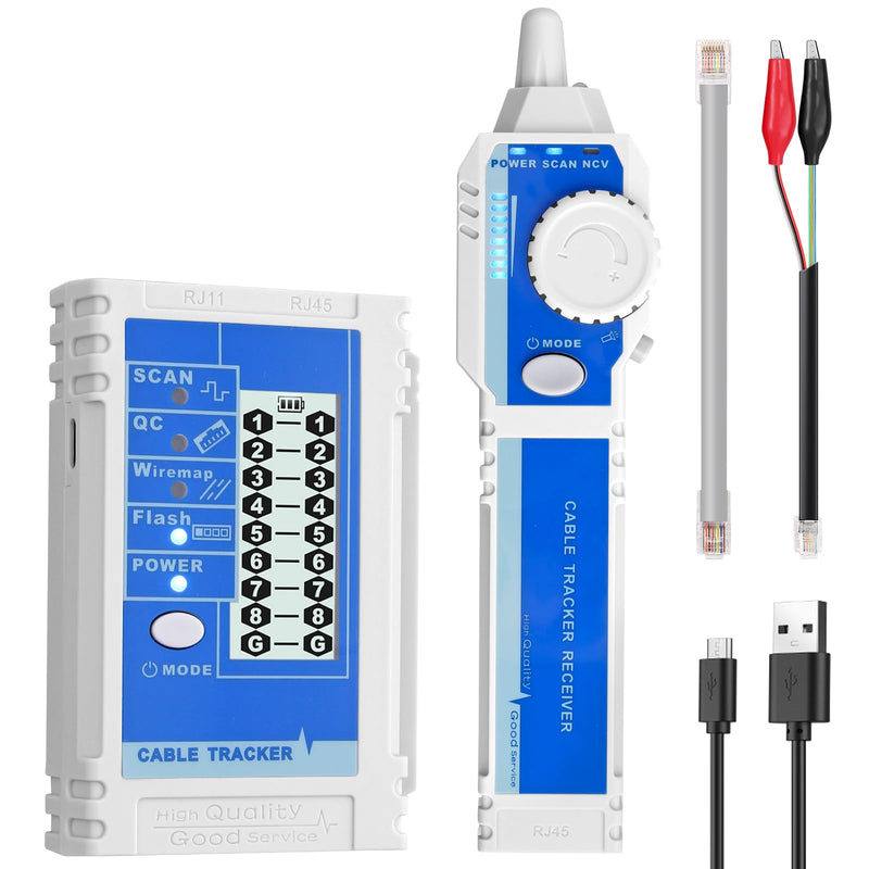 [Australia - AusPower] - Network Cable Tester NCV for CAT5 CAT6 CAT7 CAT8, Multifunctional Network Testers with LCD, Ethernet Wire Tracker for Telephone Systems/Computer Networks/Video Networks 