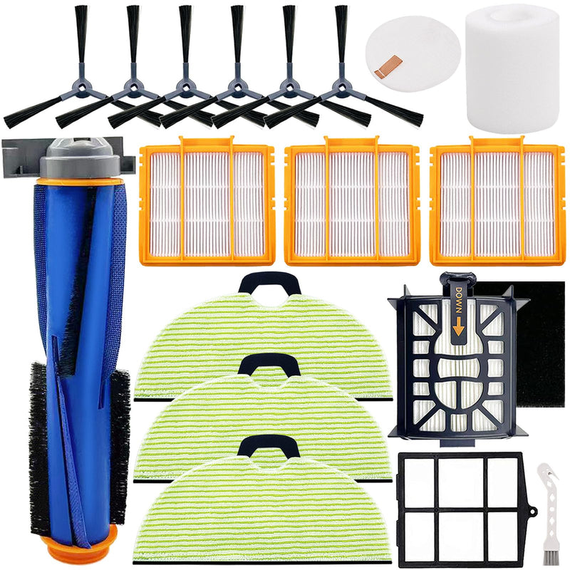 [Australia - AusPower] - Replacement Parts for Shark AV2610WA RV2610WA Matrix Plus 2- in-1 Robot Vacuum Cleaner,1 Main Brush,3 Filters,3 Mop Pads,6 Side Brushes,1 Pre Filter,1 Filter&1 Pre-Motor Foam&Felt Filter AV2610WA Complete Parts Kit 