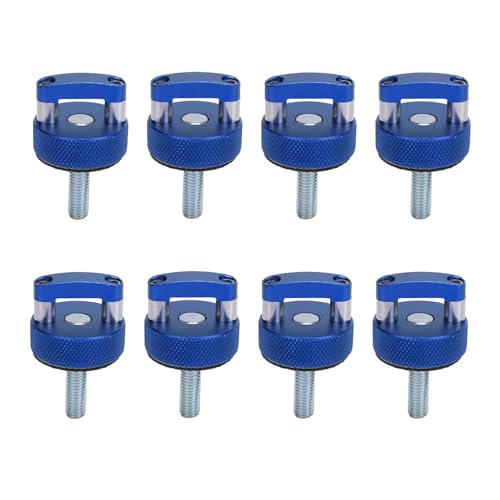 Jiawu blue billet aluminum thumb screws with integrated D-rings for 2021+ Ford Bronco hard tops, 8-piece set