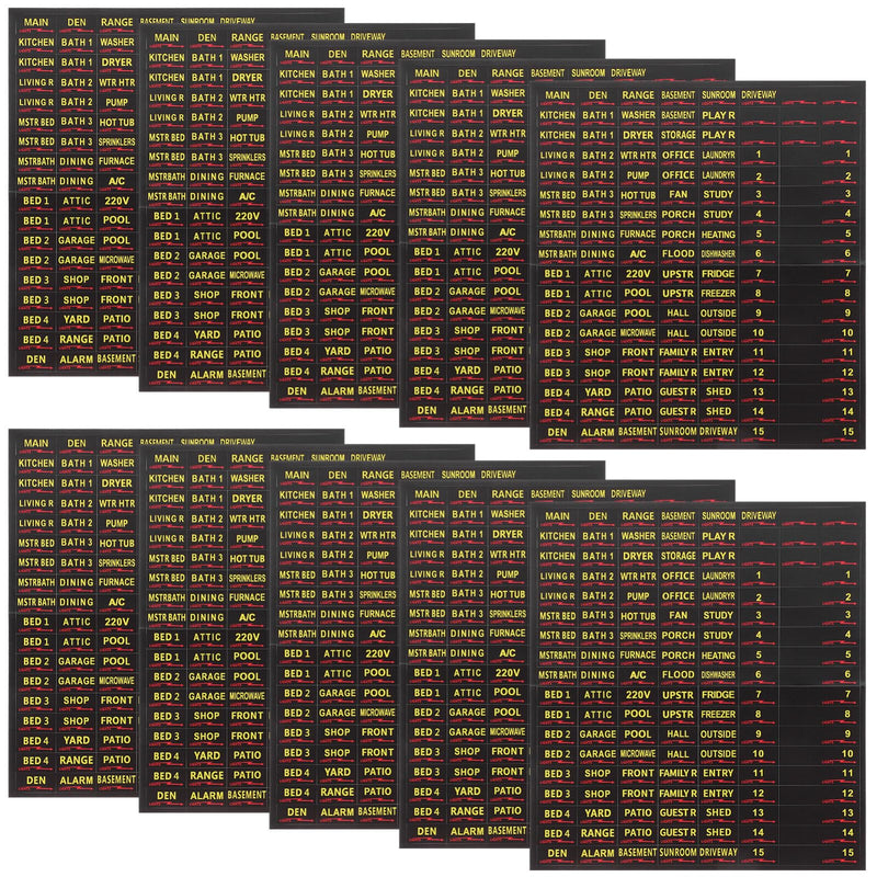 Circuit Breaker Labels Electrical Panel Stickers Self-Adhesive Breaker Box Labels for Organized Electrical Panels 10 Sheets 7.3X6.5 Inches Black